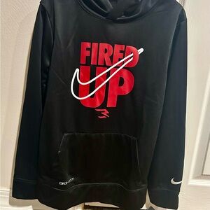 Nike 3Brand Fired Up Black Hoodie Boys Large NWT